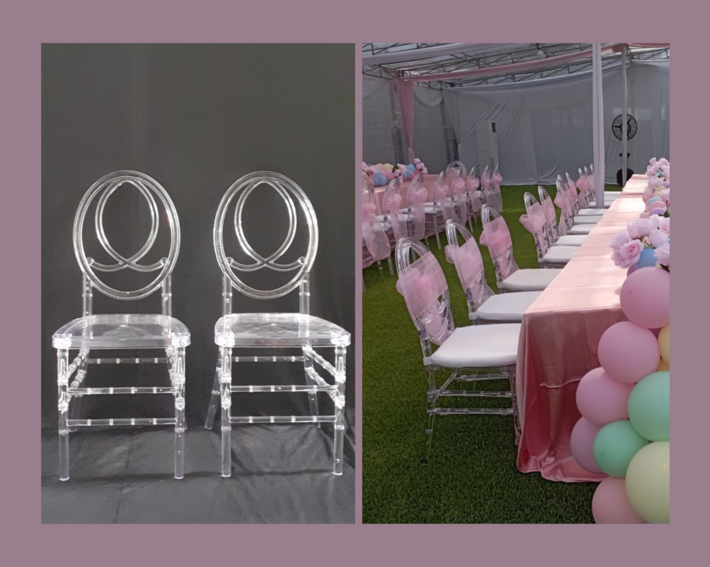 sewa kursi Olivia berbahan acrilic di jakarta selatan - rose wedding party  solution