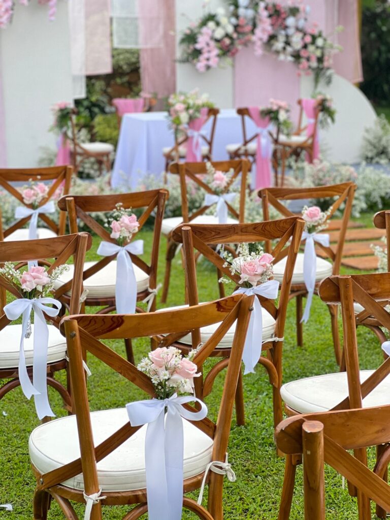 Sewa Kursi Silang/Cross Back Elegant - Rose Wedding Party Solution