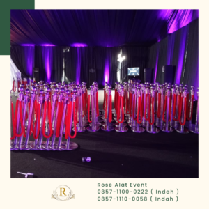 Sewa Tiang Antrian Stainless Pita Merah Biru Hitam Jakarta