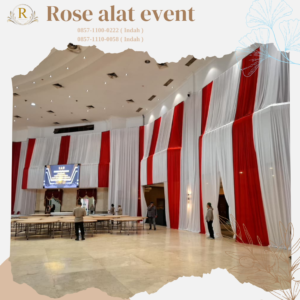 Rental Tirai Putih Merah Bahan Filamin Area Bintaro Tanggerang Selatan