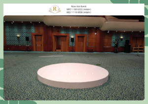 Jasa Sewa Panggung Bundar Melaminto Putih Area Cikarang