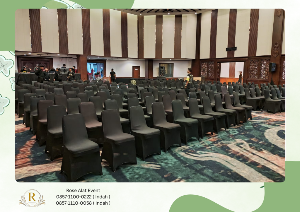Rental Kursi Susun Stenlest Cover Strech Hitam Event Mall Plaza Senayan Area Bekasi