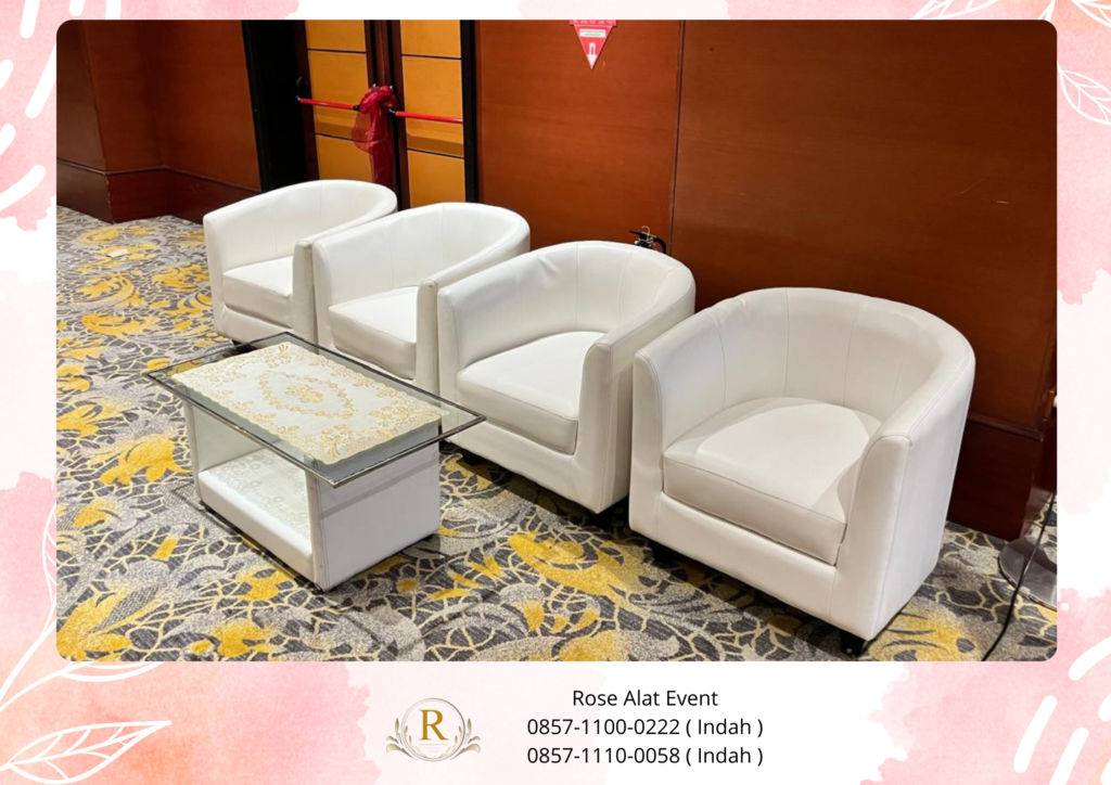Rental Sofa Minimalis Type Oval Dan Meja VIP Kaca Area Bekasi