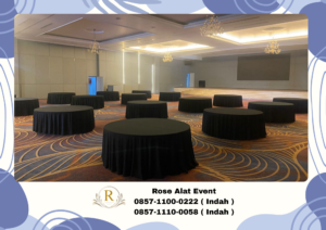 Rental Meja Bundar Bekasi Lengkap Cover Aneka Warna