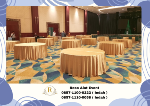 Rental Meja Bundar Bekasi Lengkap Cover Aneka Warna