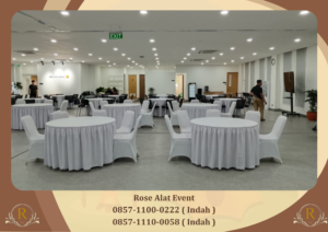 Vendor Sewa Meja Bundar Cover Putih Bersih Area Pik 2