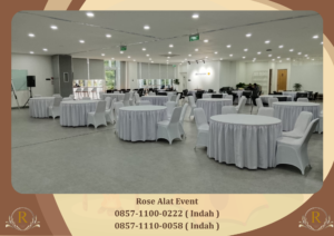 Vendor Sewa Meja Bundar Cover Putih Bersih Area Pik 2