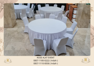 Sewa Kursi Round Table Taplak Dan Sarung Kursi Putih Bekasi