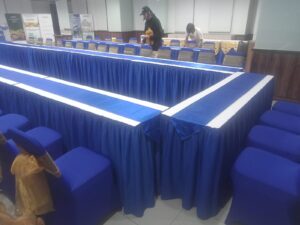 Sewa Kursi Meja Sarung kursi Dan Taplak Meja Biru Area Bekasi