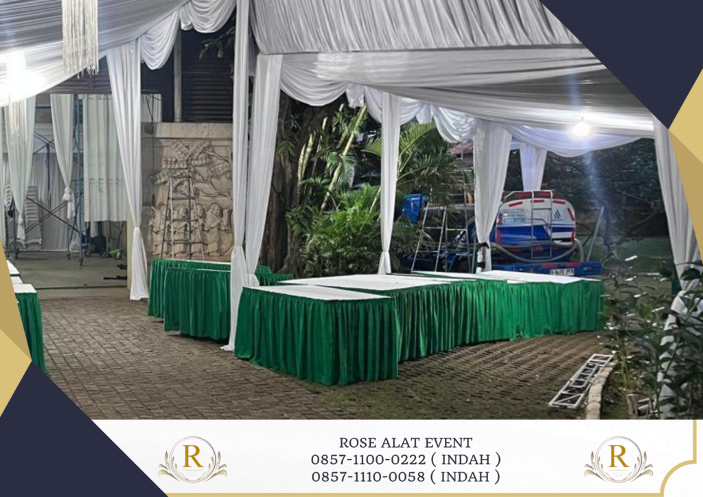 Paket Sewa Tenda Serut Putih Dan Meja Kotak Cengkareng