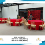 Sewa Set Meja Bulat Dan Kursi Tiffany Gold Cikarang