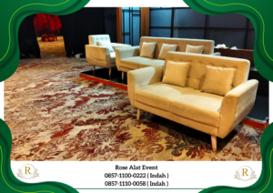 Sewa Sofa Minimalis Triple Kaki Kayu Warna Coklat Susu Jakarta