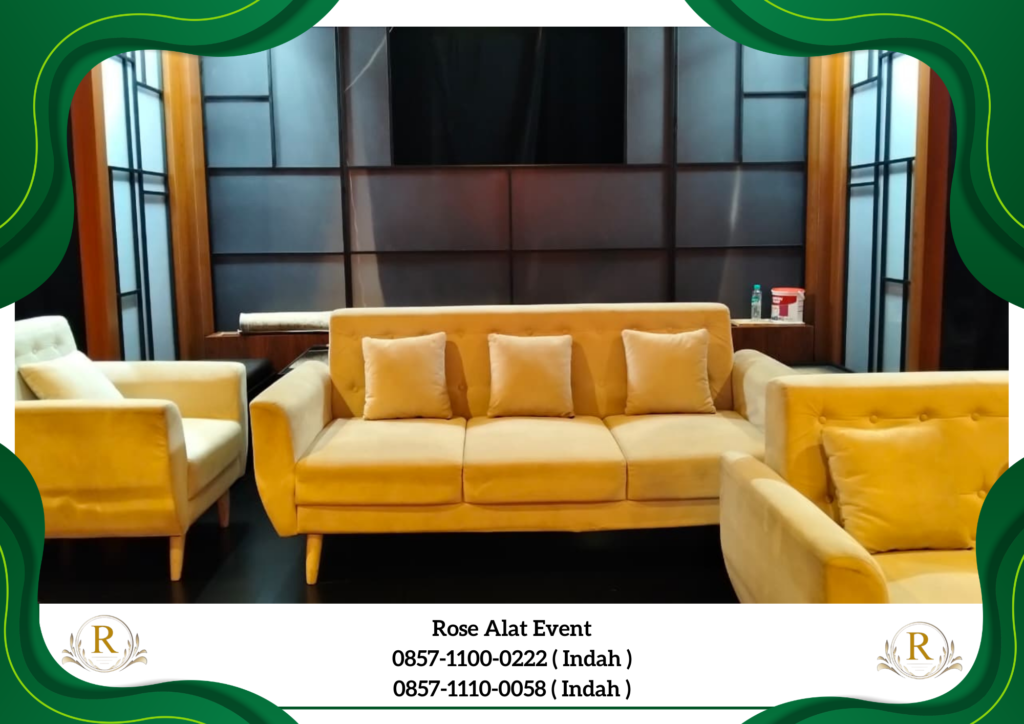 Sewa Sofa Minimalis Triple Kaki Kayu Warna Coklat Susu Jakarta
