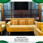 Sewa Sofa Minimalis Triple Kaki Kayu Warna Coklat Susu Jakarta