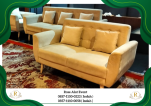 Sewa Sofa Minimalis Triple Kaki Kayu Warna Coklat Susu Jakarta