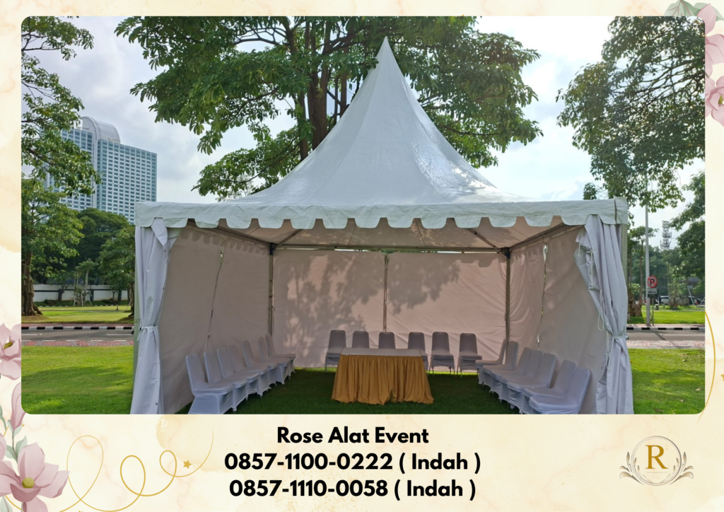 Sewa Tenda Sarnafil Kerucut Atap Putih Untuk Bazar Bekasi