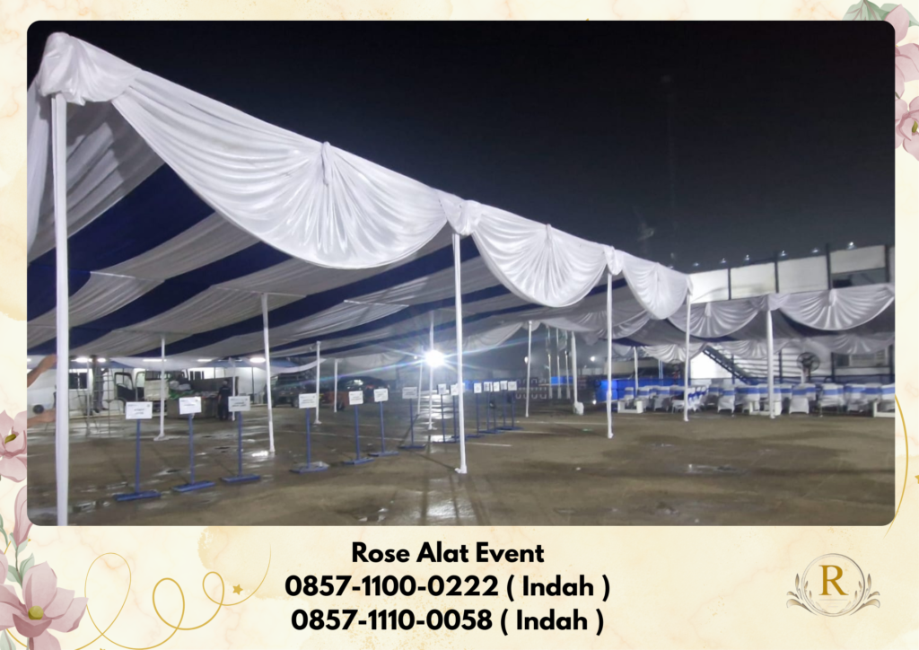 Sewa Tenda Kain Serut Poni Putih Area Bekasi