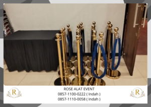 Sewa Tingan Antrian VIP Gold Tali Bludru Biru Area Bekasi