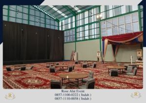 Rental Karpet Permadani Merah Dan Tirai Hitam Area Bekasi