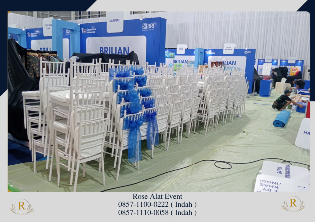 Rental Kursi Tiffany Putih Pita Biru Area Bekasi