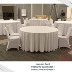 Rental Meja Bundar Cover Putih Premium Tangerang Banten