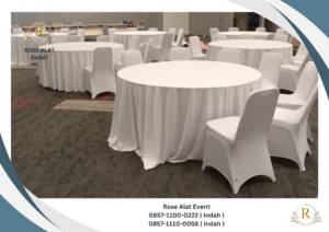 Rental Meja Bundar Cover Putih Premium Tangerang Banten
