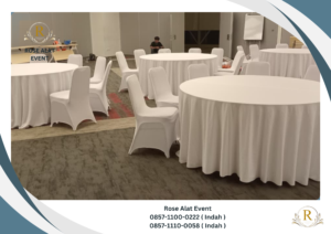 Rental Meja Bundar Cover Putih Premium Tangerang Banten