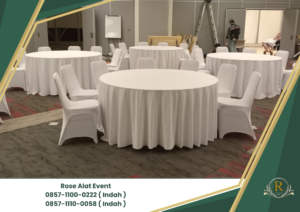 Sewa Meja Bulat Dan Kursi Event Cover Putih Stok Banyak Bekasi