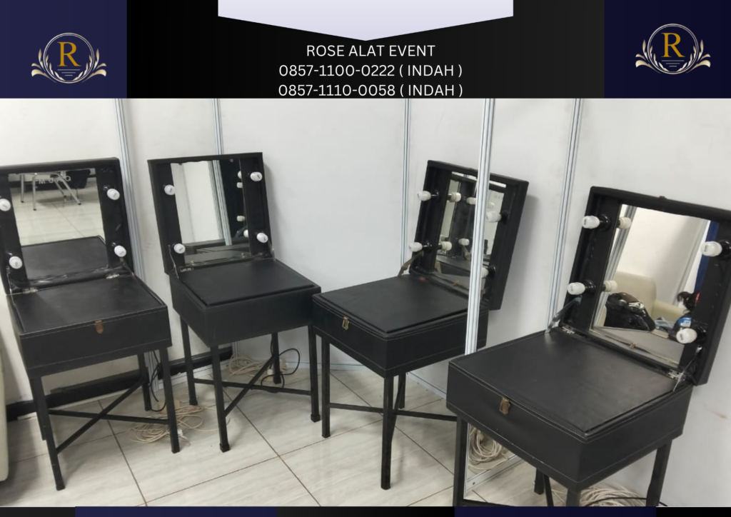 Sewa Meja Kaca Rias Portable VIp Hitam Area Bekasi