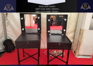 Sewa Meja Kaca Rias Portable VIp Hitam Area Bekasi