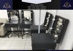 Sewa Meja Kaca Rias Portable VIp Hitam Area Bekasi