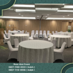 Rental Set Round Table Dan Kursi Cover Putih Bersih Depok