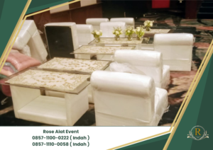 Sewa Sofa Putih Type Lesehan Meja Kaca VIP Area Bekasi