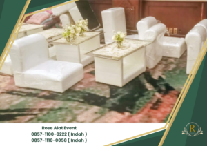 Sewa Sofa Putih Type Lesehan Meja Kaca VIP Area Bekasi