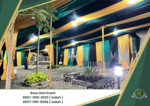 Rental Tenda Dekor Kain Serut Hitam Gold Bekasi