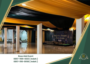 Rental Tenda Dekor Kain Serut Hitam Gold Bekasi