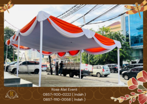 Jasa Sewa Tenda Dekorasi Type Plafon Poni Putih Merah Bekasi