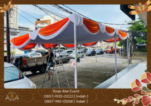 Jasa Sewa Tenda Dekorasi Type Plafon Poni Putih Merah Bekasi