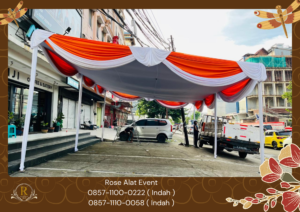 Jasa Sewa Tenda Dekorasi Type Plafon Poni Putih Merah Bekasi