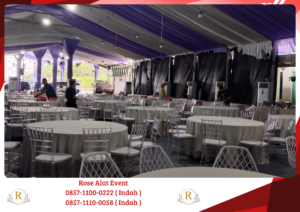 Sewa Tenda Dekor Kain Serut Ungu Putih Bekasi