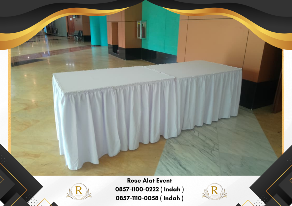 Rental Meja Kotak Cover Putih Area Jabodetabek