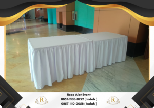 Rental Meja Kotak Cover Putih Area Jabodetabek