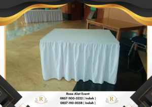 Rental Meja Kotak Cover Putih Area Jabodetabek
