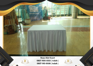 Rental Meja Kotak Cover Putih Area Jabodetabek