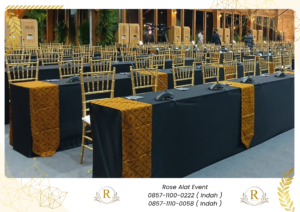 Sewa Kursi Dan Meja Taplak Runner Gold Bandung