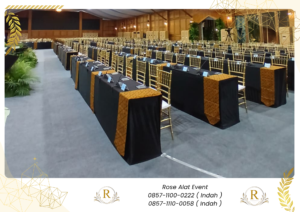 Sewa Kursi Dan Meja Taplak Runner Gold Bandung