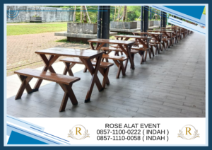 Sewa Meja Kursi Taman Kayu Kaki Silang Bekasi