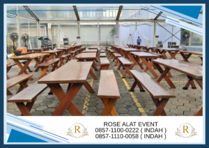 Sewa Meja Kursi Taman Kayu Kaki Silang Bekasi