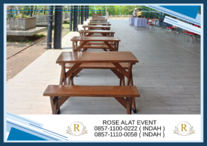 Sewa Meja Kursi Taman Kayu Kaki Silang Bekasi