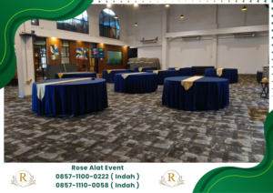 Gudang Sewa Round Table Biru Lengkap Runner Jakarta